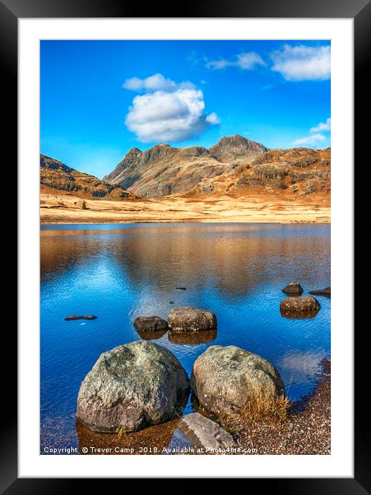 Langdale Pikes from Blea Tarn Framed Mounted Print by Trevor Camp