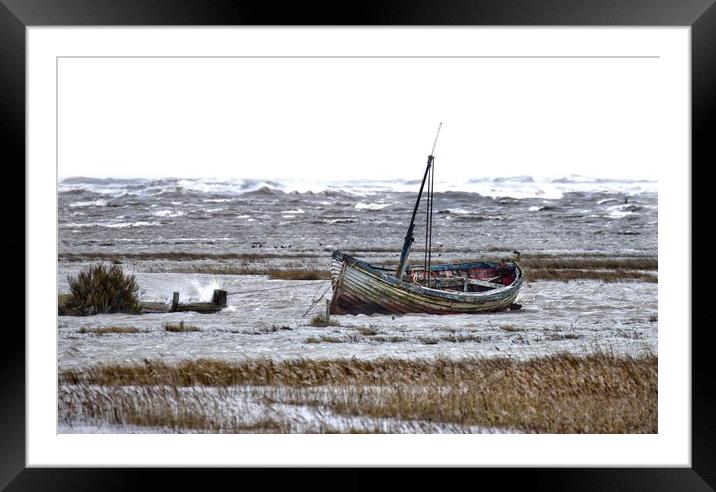 A high tide on a windy day at Thornham  Framed Mounted Print by Gary Pearson