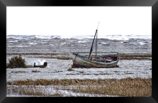 A high tide on a windy day at Thornham  Framed Print by Gary Pearson