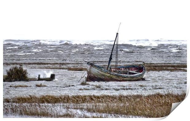 A high tide on a windy day at Thornham  Print by Gary Pearson