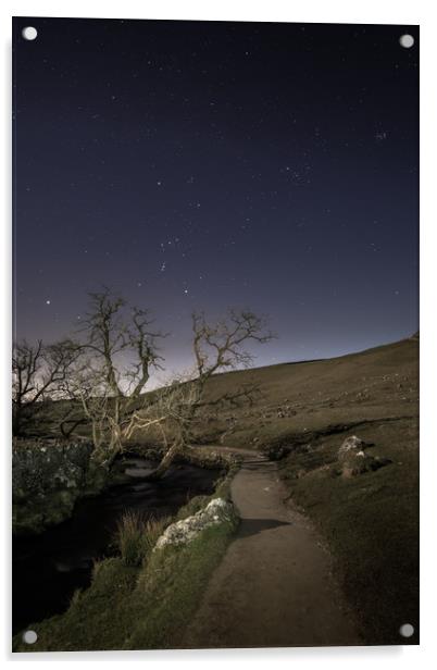 Orion over Malham Beck Acrylic by Pete Collins