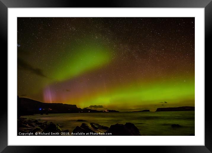 Aurora Borealis from Staffin beach #1 Framed Mounted Print by Richard Smith