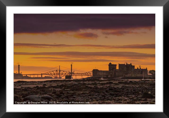 Blackness Castle and the Forth Bridges Framed Mounted Print by Douglas Milne