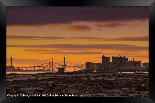 Blackness Castle and the Forth Bridges Framed Print by Douglas Milne