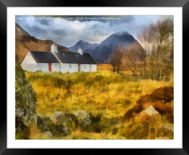 Black Rock Cottage, Glencoe Digital Art Framed Mounted Print by Sandi-Cockayne ADPS
