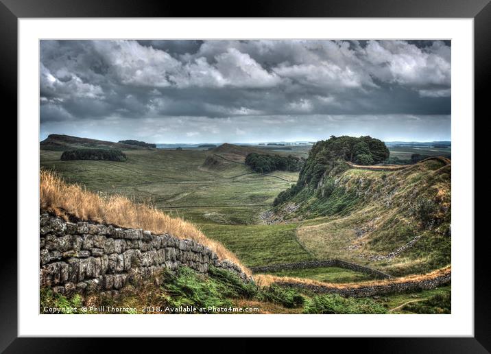 Hadrian's Wall looking East. Framed Mounted Print by Phill Thornton
