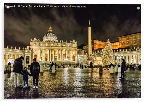 Saint Peters Basilica Night Scene, Rome, Italy Acrylic by Daniel Ferreira-Leite