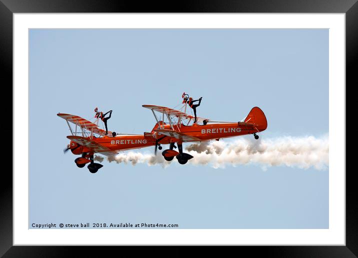 Wing walkers  Framed Mounted Print by steve ball