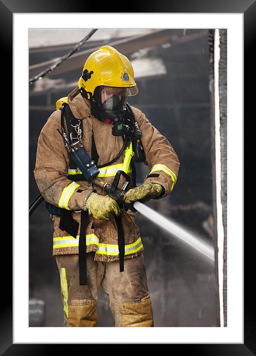 Firefighter Framed Mounted Print by Eddie Howland