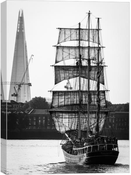 Tall Ship on the Thames Canvas Print by Simon Belcher