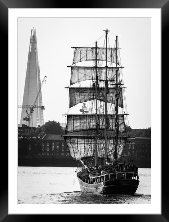 Tall Ship on the Thames Framed Mounted Print by Simon Belcher