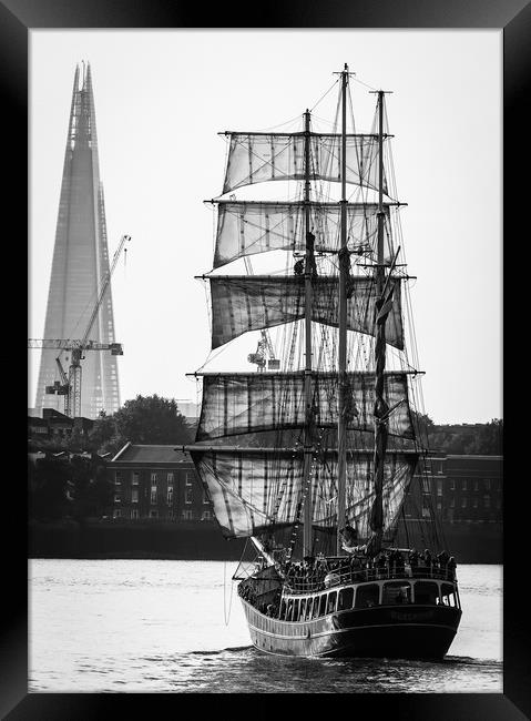 Tall Ship on the Thames Framed Print by Simon Belcher