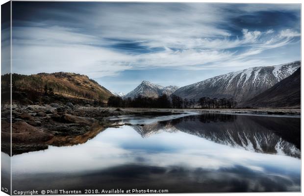 Wispy clouds over Loch Etive. Canvas Print by Phill Thornton