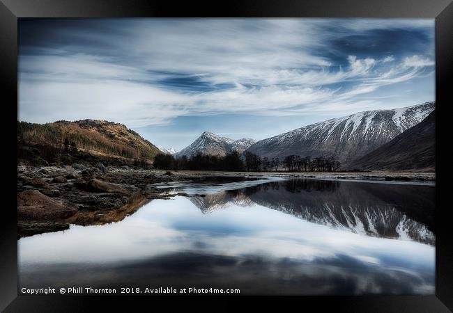 Wispy clouds over Loch Etive. Framed Print by Phill Thornton