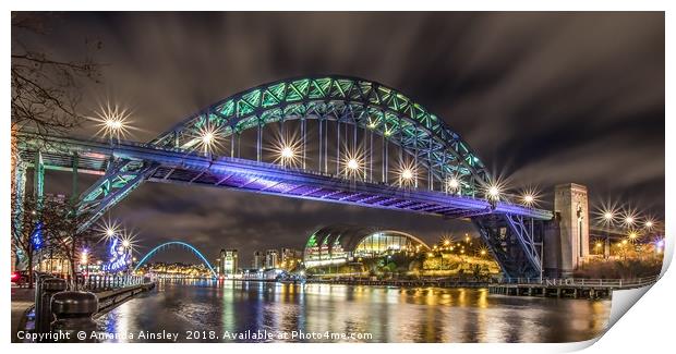 Majestic Tyne Bridge connects Newcastle and Gatesh Print by AMANDA AINSLEY