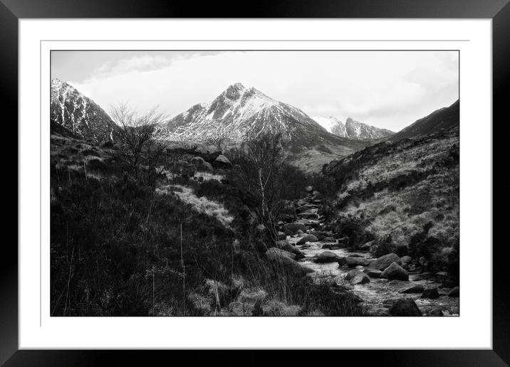 Glen Rosa black and white, Arran,Scotland Framed Mounted Print by jane dickie