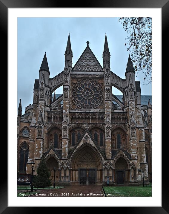 Westminster Abbey facade in London Framed Mounted Print by Angelo DeVal