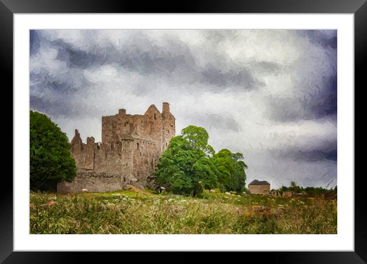 Craigmillar Castle Digital Painting Framed Mounted Print by Antony McAulay
