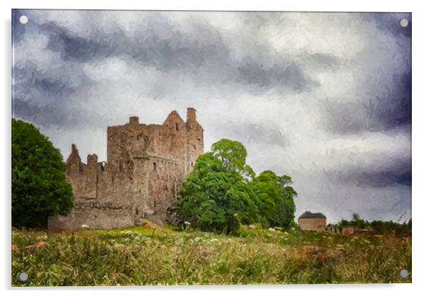Craigmillar Castle Digital Painting Acrylic by Antony McAulay