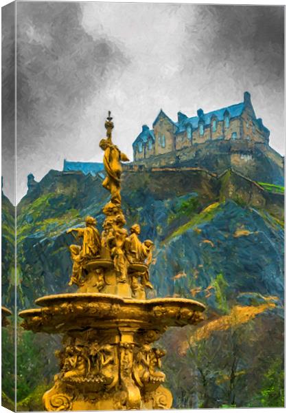 Edinburgh Ross Fountain Digital Painting Canvas Print by Antony McAulay