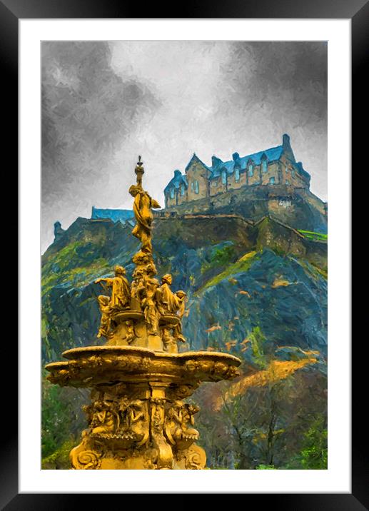 Edinburgh Ross Fountain Digital Painting Framed Mounted Print by Antony McAulay