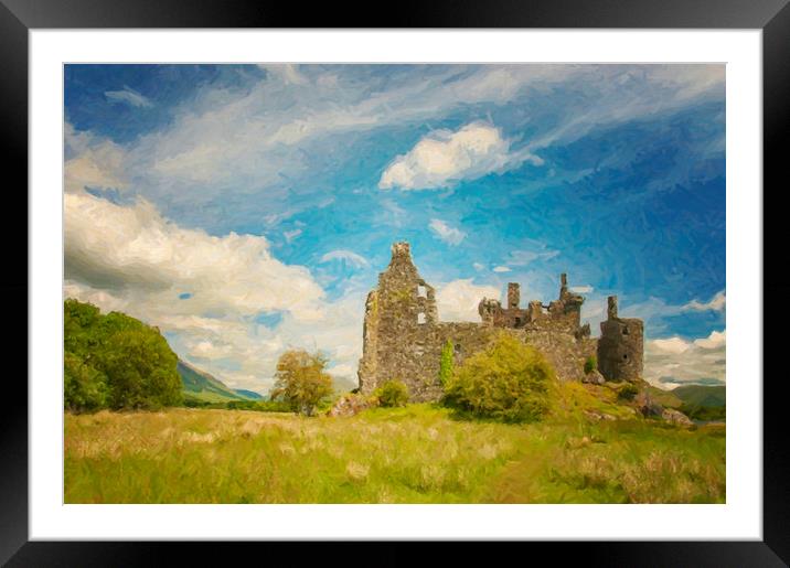Kilchurn Castle Landscape Digital Painting Framed Mounted Print by Antony McAulay