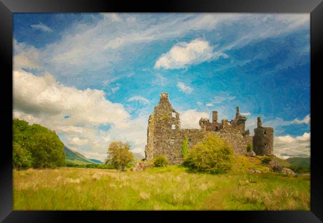 Kilchurn Castle Landscape Digital Painting Framed Print by Antony McAulay