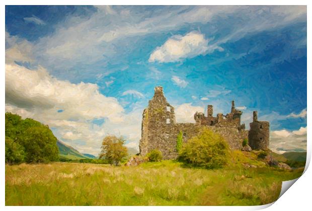 Kilchurn Castle Landscape Digital Painting Print by Antony McAulay