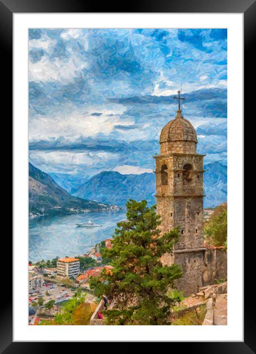 Kotor Church of Our Lady Digital Painting Framed Mounted Print by Antony McAulay