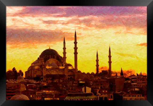 Suleiman Mosque Digital Painting Framed Print by Antony McAulay