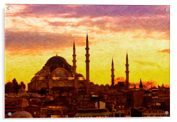 Suleiman Mosque Digital Painting Acrylic by Antony McAulay
