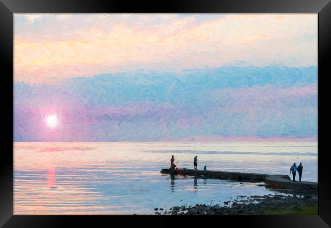 Sunset Gathering at Torekov Digital Painting Framed Print by Antony McAulay