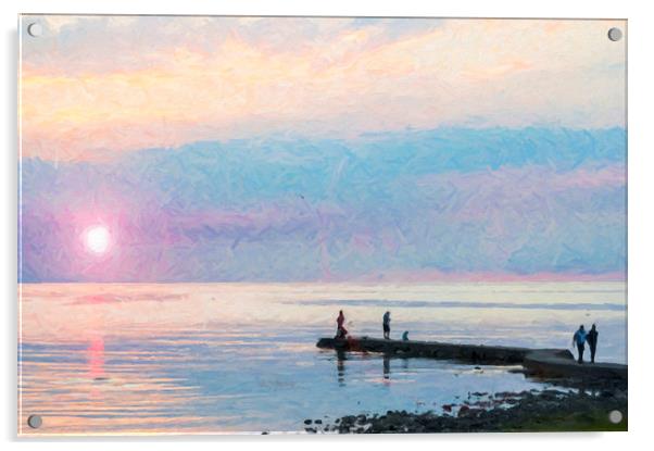 Sunset Gathering at Torekov Digital Painting Acrylic by Antony McAulay