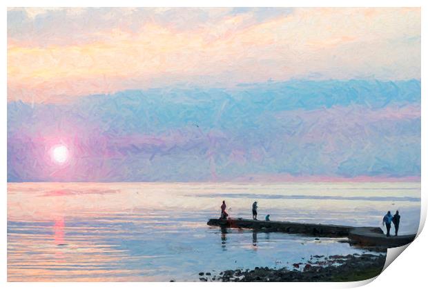 Sunset Gathering at Torekov Digital Painting Print by Antony McAulay