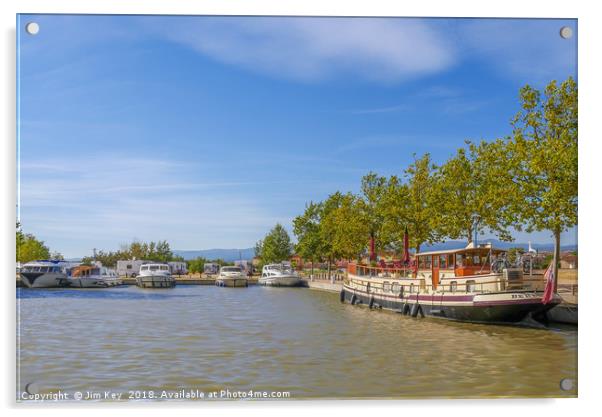 The Port of Homps in Aude, Languedoc-Roussillon Acrylic by Jim Key