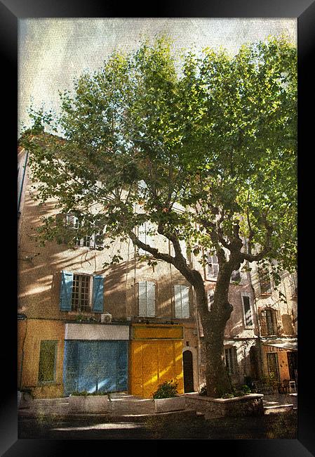 Colourful corner of Aups, Provence, France Framed Print by Jacqi Elmslie