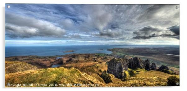 View from the top of the Needle Rock, Isle of Skye Acrylic by Phill Thornton