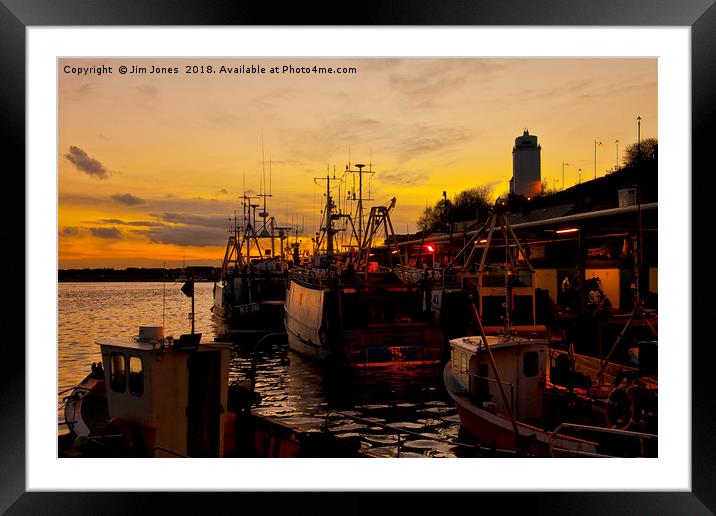 Dusk over the Fish Quay Framed Mounted Print by Jim Jones