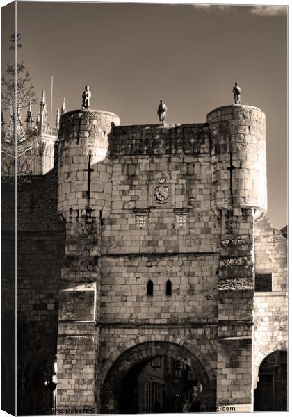 Bootham Bar in sepia. Canvas Print by Robert Gipson