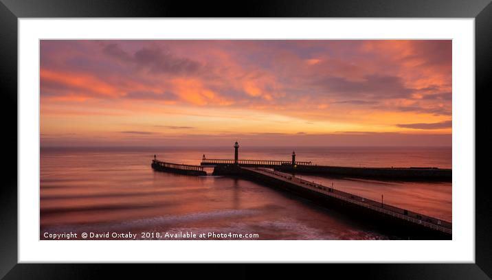 Whitby Harbour sunrise Framed Mounted Print by David Oxtaby  ARPS