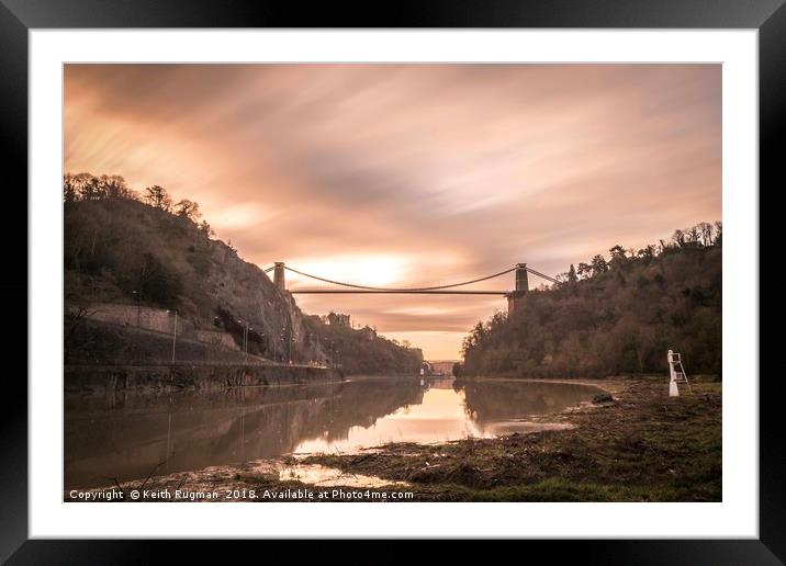 Clifton Suspension Bridge Sunrise Framed Mounted Print by Keith Rugman