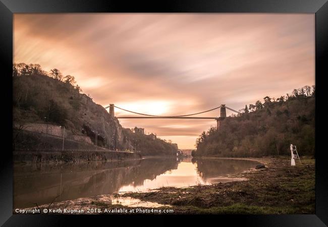 Clifton Suspension Bridge Sunrise Framed Print by Keith Rugman
