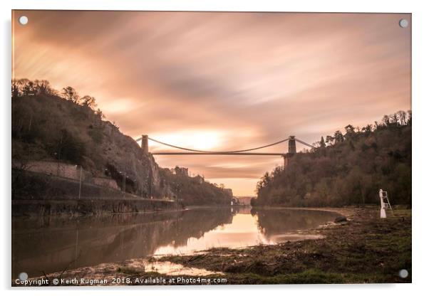 Clifton Suspension Bridge Sunrise Acrylic by Keith Rugman