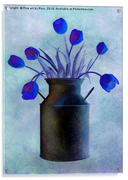 Blue Tulips Acrylic by Fine art by Rina