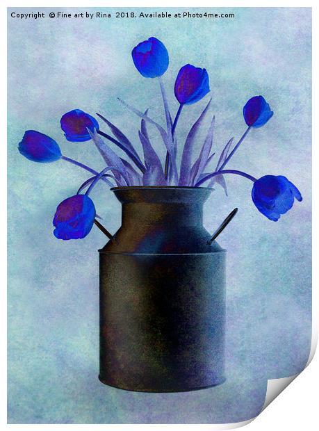 Blue Tulips Print by Fine art by Rina