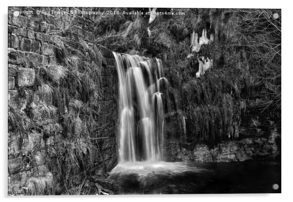Cheesden mill waterfall Acrylic by Derrick Fox Lomax