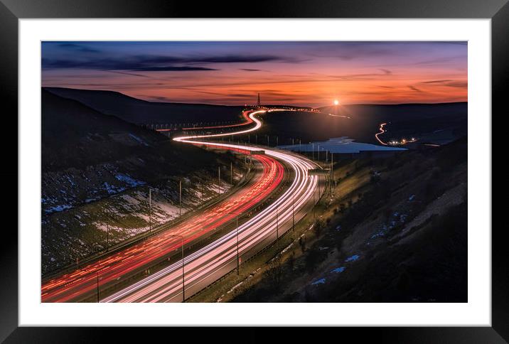 M62 from the Rainbow Bridge, Scammonden, West York Framed Mounted Print by K7 Photography