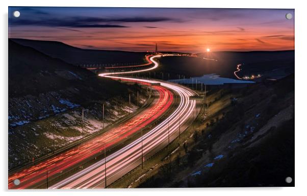 M62 from the Rainbow Bridge, Scammonden, West York Acrylic by K7 Photography