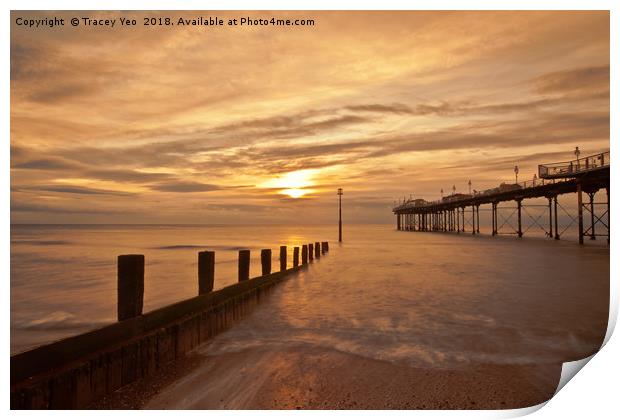Teignmouth Pier Sunrise.  Print by Tracey Yeo