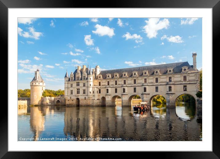 Chateau de Chenonceau and pleasure boat Framed Mounted Print by Lenscraft Images